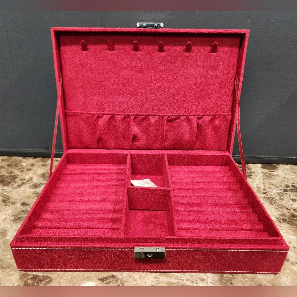 Maroon Velvet Jewelry Organizer Box